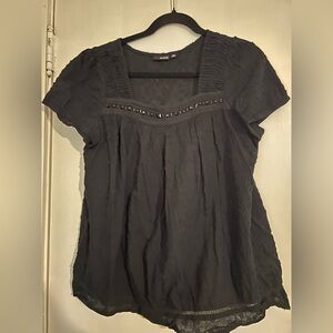 a.n.a Black Textured Women's Blouse